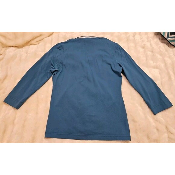 GOLFINO Womens Size 8 Teal W/ White Collar 3/4 Sleeve Polo Shirt Golf - Picture 6 of 8